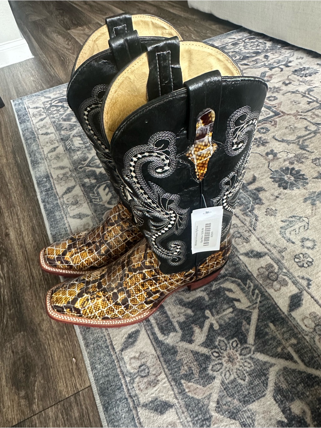 Women’s Black Python Print Cowboy Boots